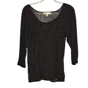 NA XXXX ???? Neck Black & White Polka Dot Blouse Top wrinkle resistant